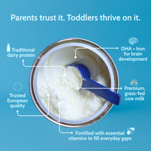 Load image into Gallery viewer, Parents trust it. Toddlers thrive on it. Trusted European Quality. Premium, grass-fed cow milk.
